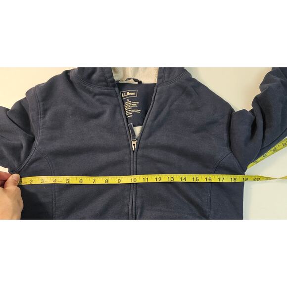 L.L.Bean navy blue SOFT thick fleece lining warm winter zip up hoodie jacket S - Picture 6 of 7